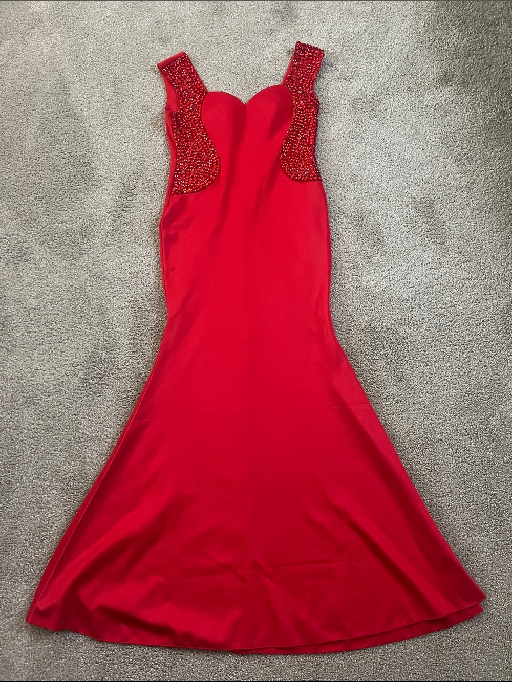 Red beaded mermaid dress